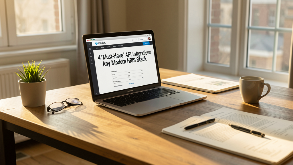 Editorial image illustrating 4 'Must-Have' API Integrations for Any Modern HRIS Stack