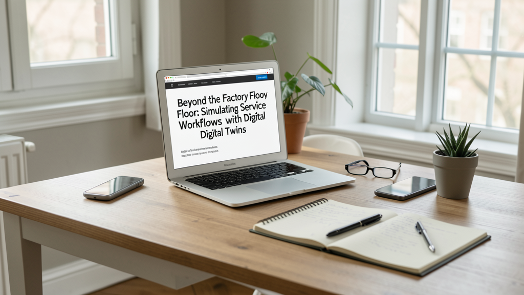 Editorial image illustrating Beyond the Factory Floor: Simulating Service Workflows with Digital Twins