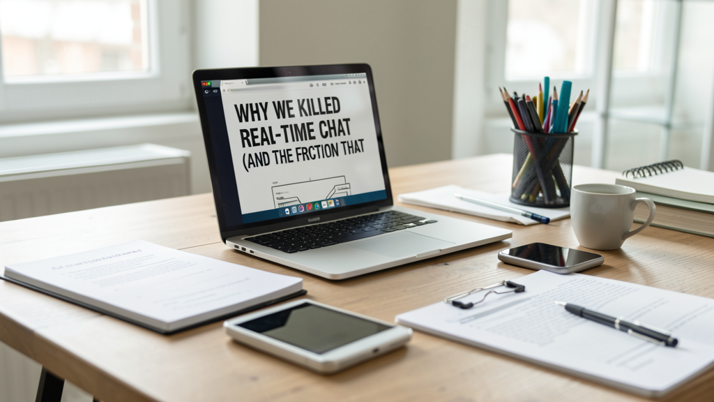 Editorial image illustrating Why We Killed Real-Time Chat (And the Friction That Followed)